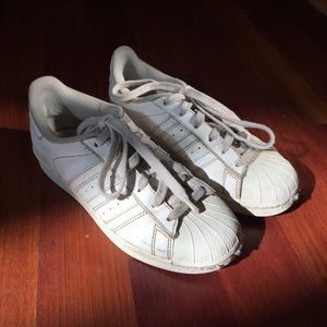 All white adidas superstars!!